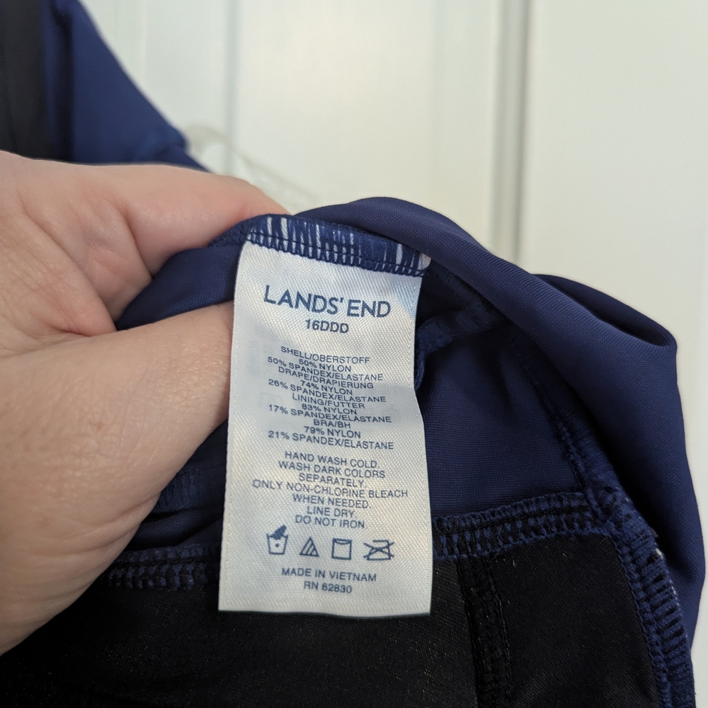 Lands' End Navy Blue One-piece Bathing Suit - Picture 3 of 3
